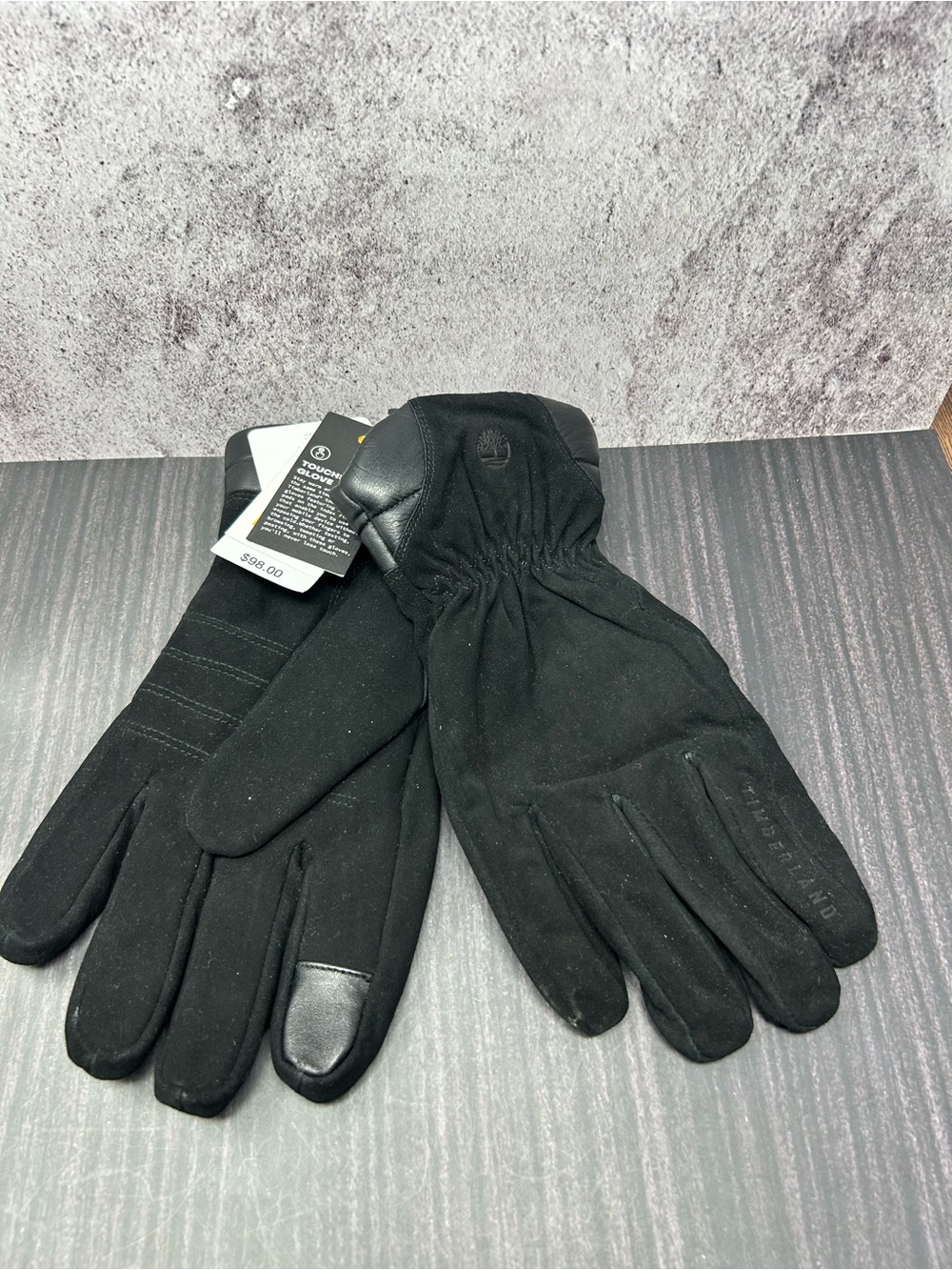 Timberland mens 3M designer goat suede touch finger leather gloves sz:M -black